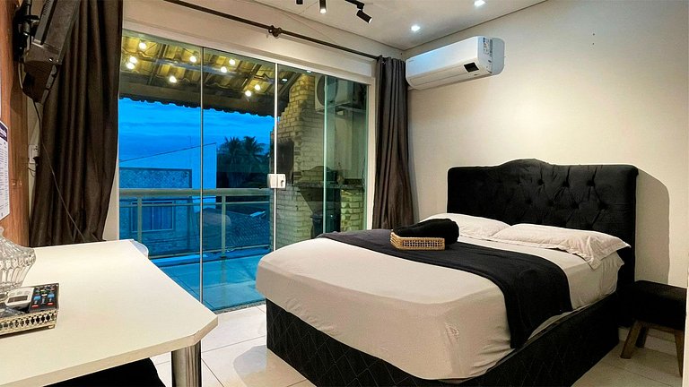 Suíte varanda e churrasqueira c/ AC | @theferias_